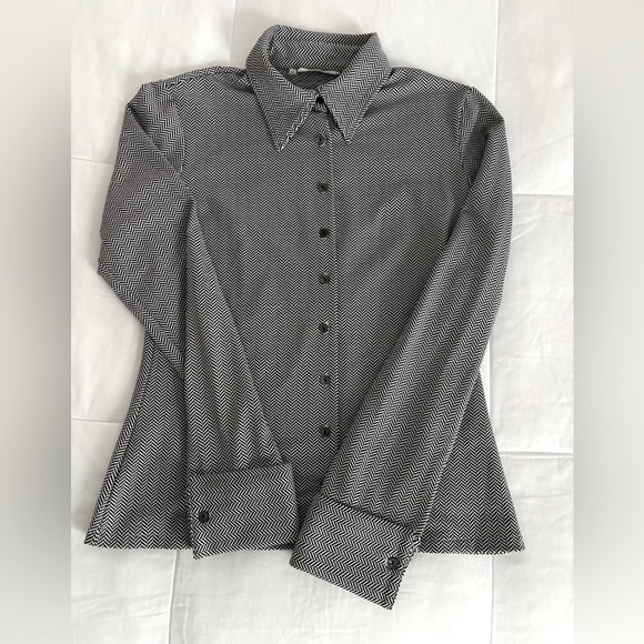 Rayure Paris Herringbone Long Sleeve Button Up Blouse Shirt Size 6 - Picture 1 of 4